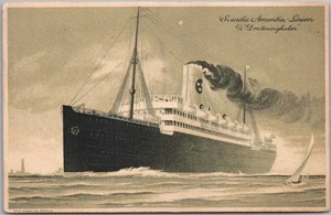 Vintage SWEDISH AMERICAN LINE Steamship Postcard S.S. DROTTINGHOLM / 1922 Cancel - Picture 1 of 2