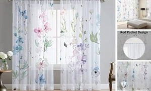 Tende Foglie Floreali per Soggiorno 84 Pollici 54"L x 84"L (Confezione da 2) A-Blu - Foto 1 di 7