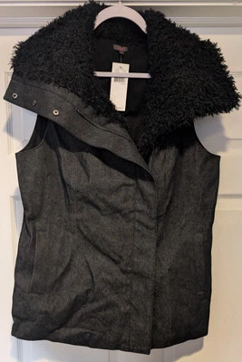 Nuevo con etiquetas Chaleco Forrado de Piel Sintética Negro Diseño Echo New York para Mujer Talla M/L 100% Algodón Foto 1 de 4