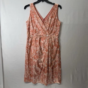 Talbots Faux Wrap Dress 12 Womens Silk Blend Sleeveless Lined Floral Back Zip - Picture 1 of 9