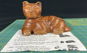 Vintage 3 D Wood Wooden Cat Puzzle Hand Made - Picture 1 of 6