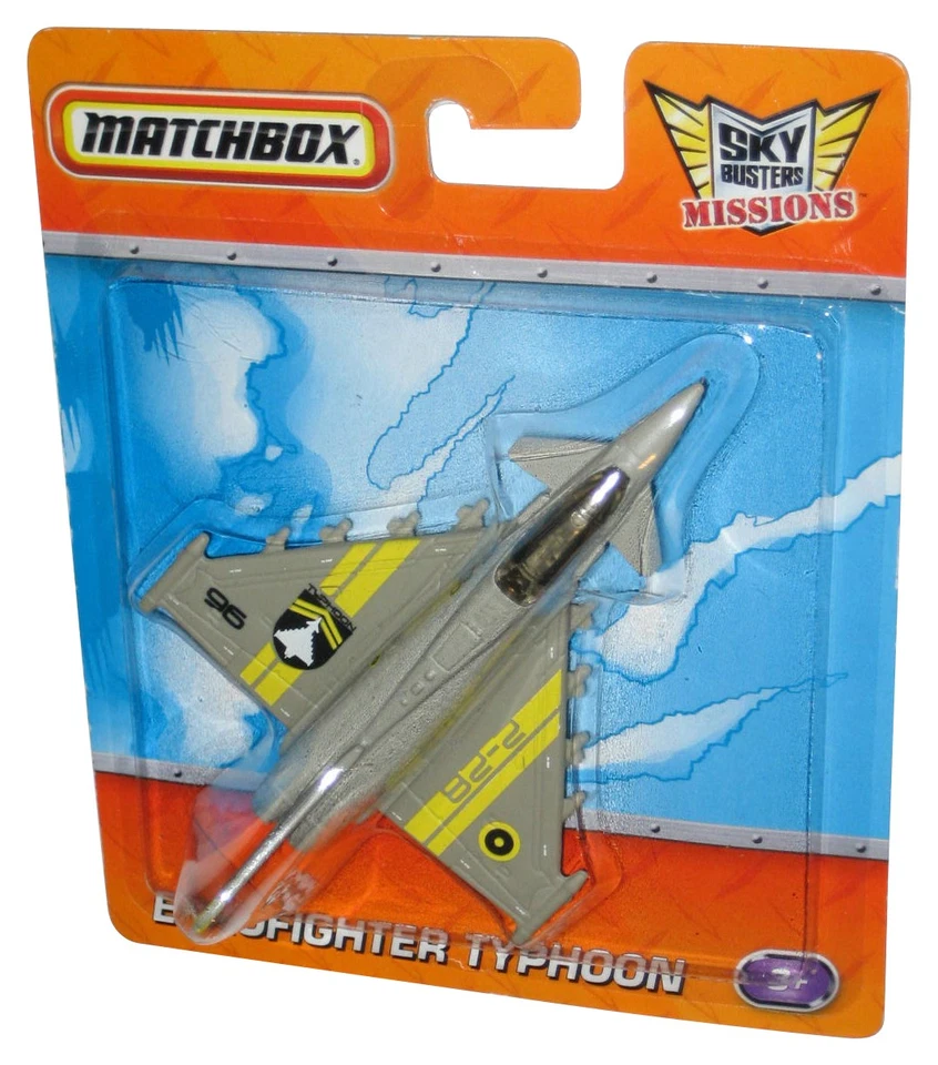 Avión de juguete Matchbox Sky Busters Missions (2011) Eurofighter Typhoon gris y amarillo Foto 1 de 1