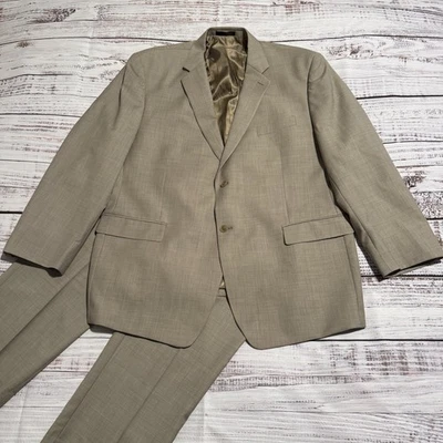 Calvin Klein 100% 羊毛 2 件套米色男式 50 R 和 38x29 — 第 1/4 张图片