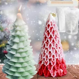 Large 2 Pcs Christmas Tree Candle Molds6''X2.8'' DIY Silicone Craft Mold for ... - Picture 1 of 7