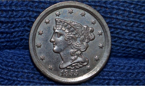 1855 HALF CENT ** AU++ / UNC ** CHOICE ** Get 5% Off at Checkout Cover