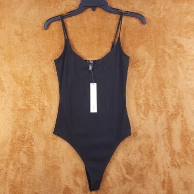 AQUA Top Womens XS Black Bodysuit Tank Ribbed Adjustable Spaghetti Strap - Image 1 of 4