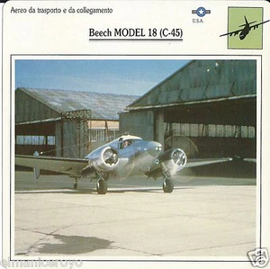 AVIAZIONE BEECH MODEL 18 C-45 USA AERONAUTICA DETTAGLI SUL RETRO SCHEDA - Picture 1 of 1