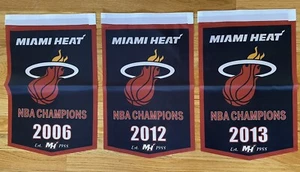 Complete Set Miami Heat NBA Champions 3 Banners/Flags 18.5" x 11.5" - Picture 1 of 5