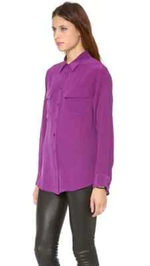 Blusa Top de Seda $250 Nueva Sin Etiquetas Equipment Signature Talla S Púrpura - Imagen 1 de 6