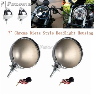 Carcasa de lámpara de faro estilo Dietz cromada de 7" para Hot Rat Street Rod Roadster *2 - Imagen 1 de 8
