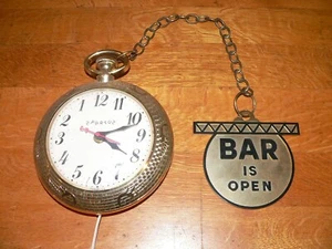 Working Spartus Reverse-Dial Pocket Watch Bar Open/Closed Electric Wall Clock - Picture 1 of 3