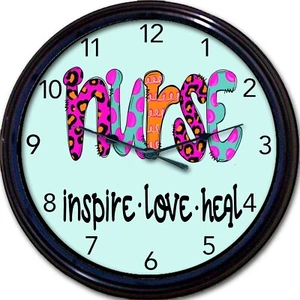 Nurse Inspire Love Heal Wanduhr 10 Zoll - Bild 1 von 1