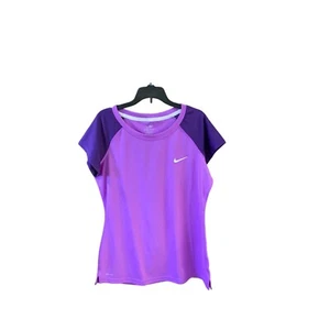 Nike Dri Fit Womens Size M Purple Short Sleeve Knit Top Shirt SU111103FEC Athlet - Picture 1 of 3