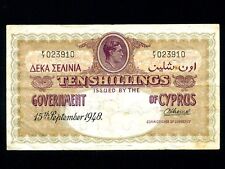 Cyprus:P-23,10 Shillings,1948 * King George VI * RARE * VF *
