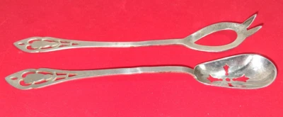 Manchester Sterling Silver Pierced Olive Serving Spoon & Fork 31 Grams - Image 1 of 4