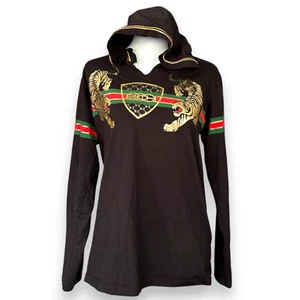 Bucheli Italy Men's Long Sleeve Black Hoodie long sleeve T-shirt Gold Logo Sz M - Picture 1 of 9