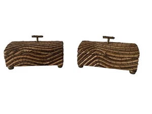 Caja de joyería de madera y latón hecha a mano Maitland Smith revestimiento de terciopelo un par - Imagen 1 de 7