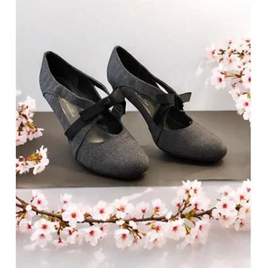 Ann Marino Mary Jane Damenschuhe hochhackige Pumps Schleifen grau Größe 10M - Bild 1 von 7