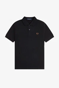 🔵 Fred Perry Polo M6000 X56 Nero-WhiskyBrown Uomo New SS25 - Imagen 1 de 2