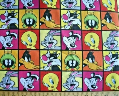 LOONEY TUNES  CHARACTER PATCHES  100% COTTON FABRIC  2 REMNANT PIECES - Image 1 of 2