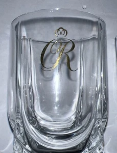 CROWN ROYAL Whisky Bourbon Glasses Gold Letter R With Crown On Top New - Picture 1 of 24