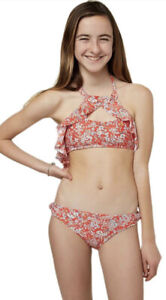 NWT O'NEILL Girl's Piper Ditsy High Neck Bikini Set Red Size 12