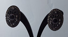 Ancienne paire boucles d'oreilles, clip, décor pierres noires, argent, vintage