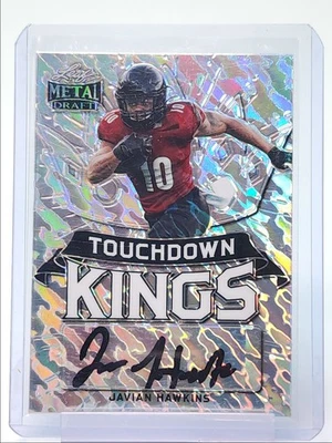 JAVIAN HAWKINS 2021 LEAF METAL SILVER TOUCHDOWN KINGS AUTO /60 Q5159 - Image 1 of 2