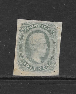 CONFEDERATE STATES SCOTT 11c MH FINE - 1863 10c GREENISH BLUE ISSUE - DAVIS - Picture 1 of 2