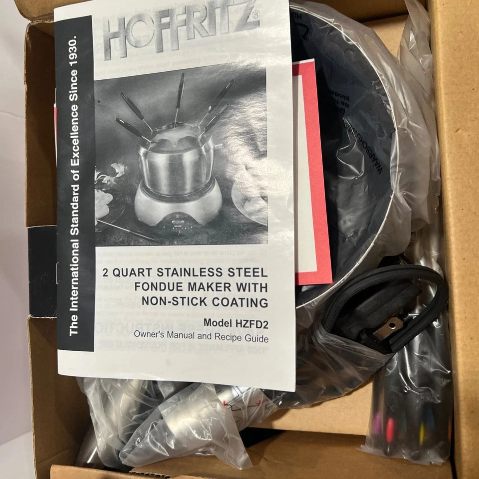 HOFFRITZ panela de fondue antiaderente placa quente 2 quartos fabricante de aço inoxidável CONJUNTO NOVO - Imagem 1 de 1