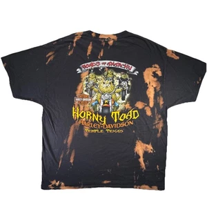 Harley Davidson Horny Toads Of Anarchy T-shirt XL Black Tie Dye Bleach Texas - Picture 1 of 8