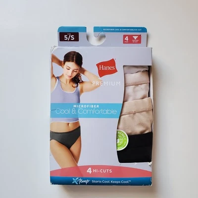 Hanes 4 Pair Hi-Cuts Underwear Womens Size 5/S Premium Microfiber Panty Panties - Image 1 of 4