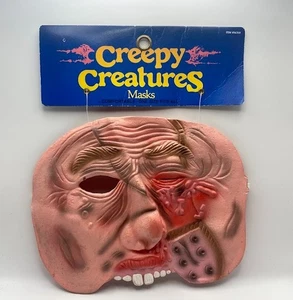 Neu Vintage 1995 gruselige Kreaturen Masken Halloween Gorey menschliches Gesicht - Bild 1 von 2