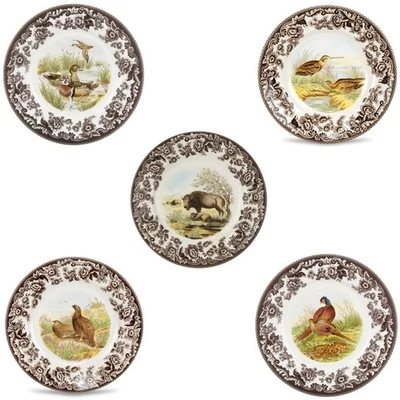 Ensalada de cerámica Woodland y platos laterales con motivos de animales plato plano redondo surtido Foto 1 de 4