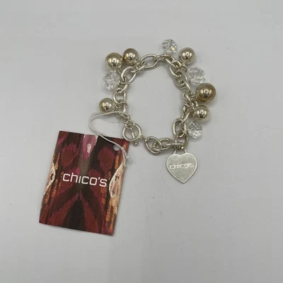 Pulsera Chicos Tono Plata Cristal Dije Corazón Dije 8 Pulgadas Foto 1 de 4
