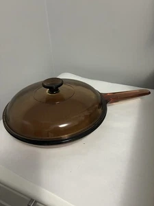 Corning Vision Ware Amber 10" Glaspfanne Bratpfanne Pfanne mit Deckel - Bild 1 von 2
