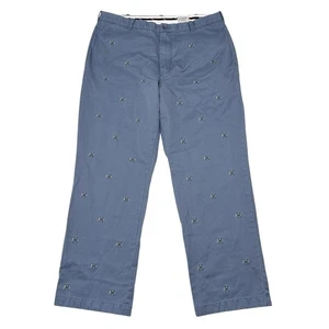 J Crew Pants Mens Size 38 x 32 Light Blue Essential Chino Anchor Print Nautical - Picture 1 of 9