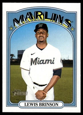 Lewis Brinson SP 2021 Topps Heritage #708 Miami Marlins 30106 Baseball Card - Image 1 of 2