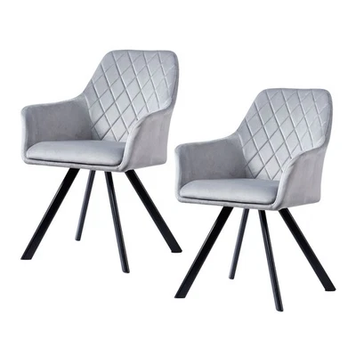 B-Ware SVITA MASON 2er Set Esszimmerstuhl Armlehne Polsterstuhl Metallbeine Grau - Bild 1 von 4