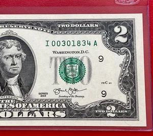 2013 $2 TWO DOLLAR BILL ( Minneapolis I ) Low Serial Number, Uncirculated - Picture 1 of 3
