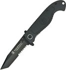Smith & Wesson Linerlock Folding Knife Stainless Blade Rubberized Metal Handle