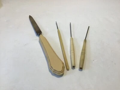 Antique Steel Lace Tattling Crochet Making Tools Set Sewing Embroidery - Image 1 of 4