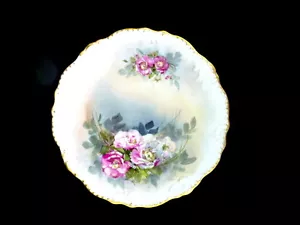 Caricatore Limoges LDBC 12" piatto rosa dipinto a mano circa 1890 - Foto 1 di 6