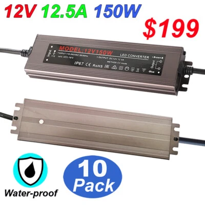 150W Waterproof Power Supply Transformer AC 110V To DC 12V Adapter For Led Strip - Image 1 of 4
