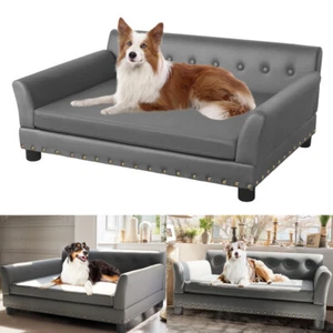 Sofá para mascotas alfombrilla para perros sofá para perros cama para perros sofá para perros de cuero gris L/XL resistente a arañazos - Imagen 1 de 15