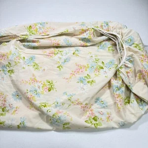 vintage springmaid fitted sheet twin green pink floral blend percale mcm retro - Picture 1 of 10
