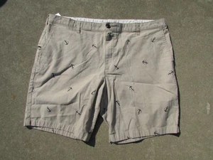 Dockers Herren Größe 42 hellbraun marineblau Anker flache Fronttaschen maritim Chino Shorts - Bild 1 von 4