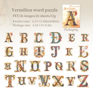 Baroque Alphabet Letters PET Stickers Decorative Collage DIY Bullet Journal Card - Picture 1 of 13