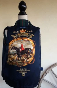 RALPH LAUREN Collection NWT Tartan Plaid Equestrian Horse Hunter Silk Leather M - Picture 1 of 12