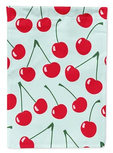 Cherries on Light Blue Flag Garden Size BB5148GF-S - Picture 1 of 4